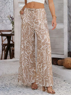 Devine Drawstring Printed Wide Leg Pants - Piña Colada