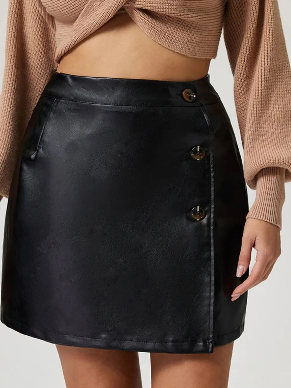 Buttoned High Rise Mini Skirt - Piña Colada