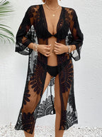 Lace Open Front Longline Cover-Up - Piña Colada