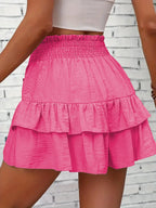 Ruffle Layered High Waist Casual Skort - Piña Colada