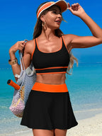 Scoop Neck Top and Skort Swim Set - Piña Colada
