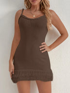 Fringe Hem Knit Cami Dress - Piña Colada