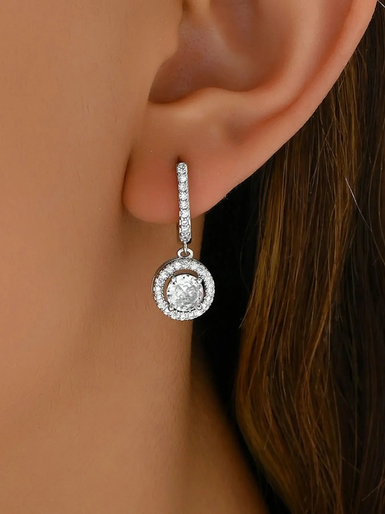 Stainless Steel Zircon Drop Earrings - Piña Colada