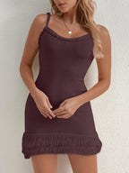 Fringe Hem Knit Cami Dress - Piña Colada