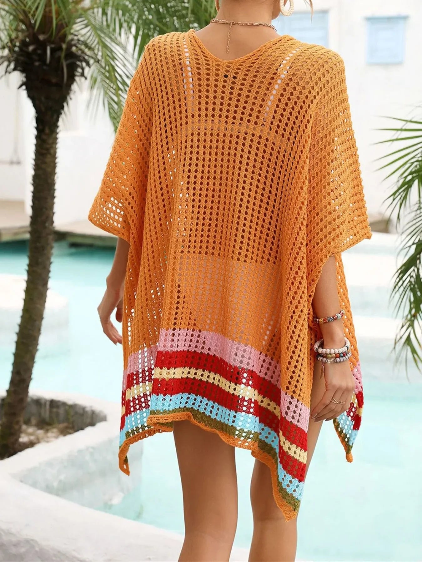Crochet V-Neck Cover-Up Dress - Piña Colada