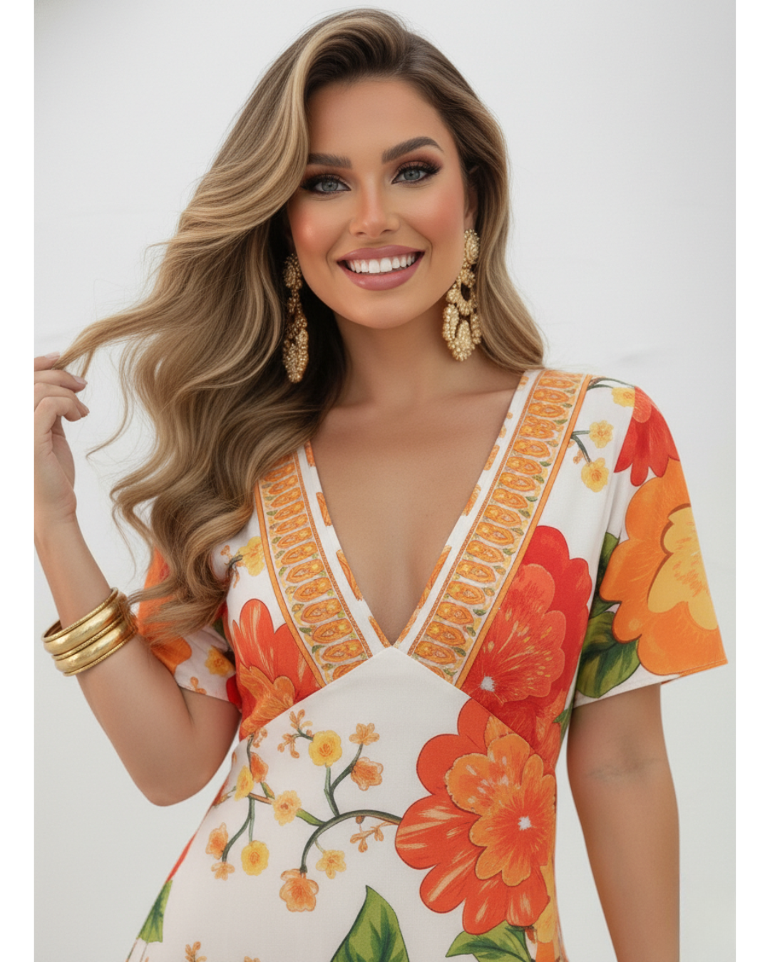 Floral Print V-Neck Maxi Dress