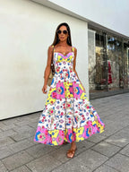 Vestidos amarillos con estampado floral - Elegantes sin mangas