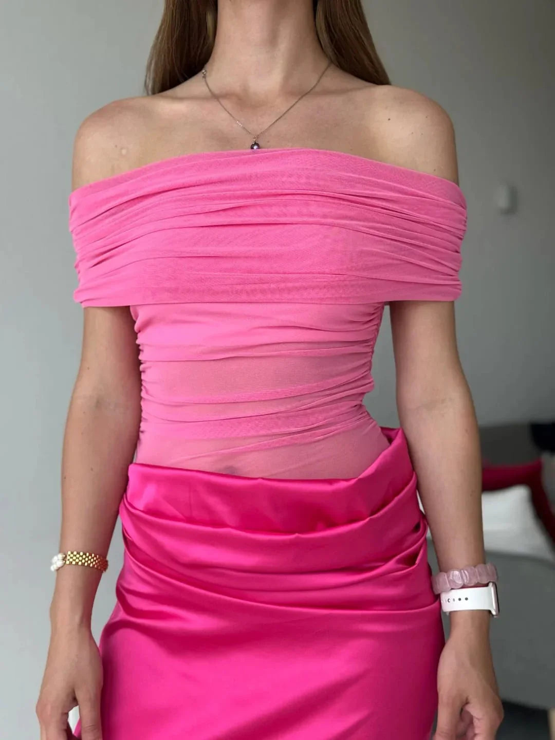 Ruched Sleeveless Maxi Dress with Slash Neck