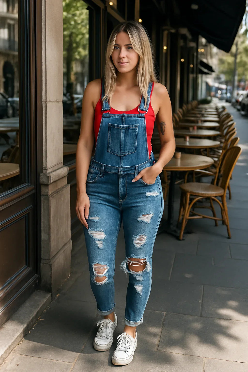 Denim Overalls Ripped Jeans