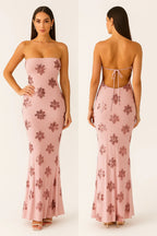 Sequin Backless Long Halter Dress