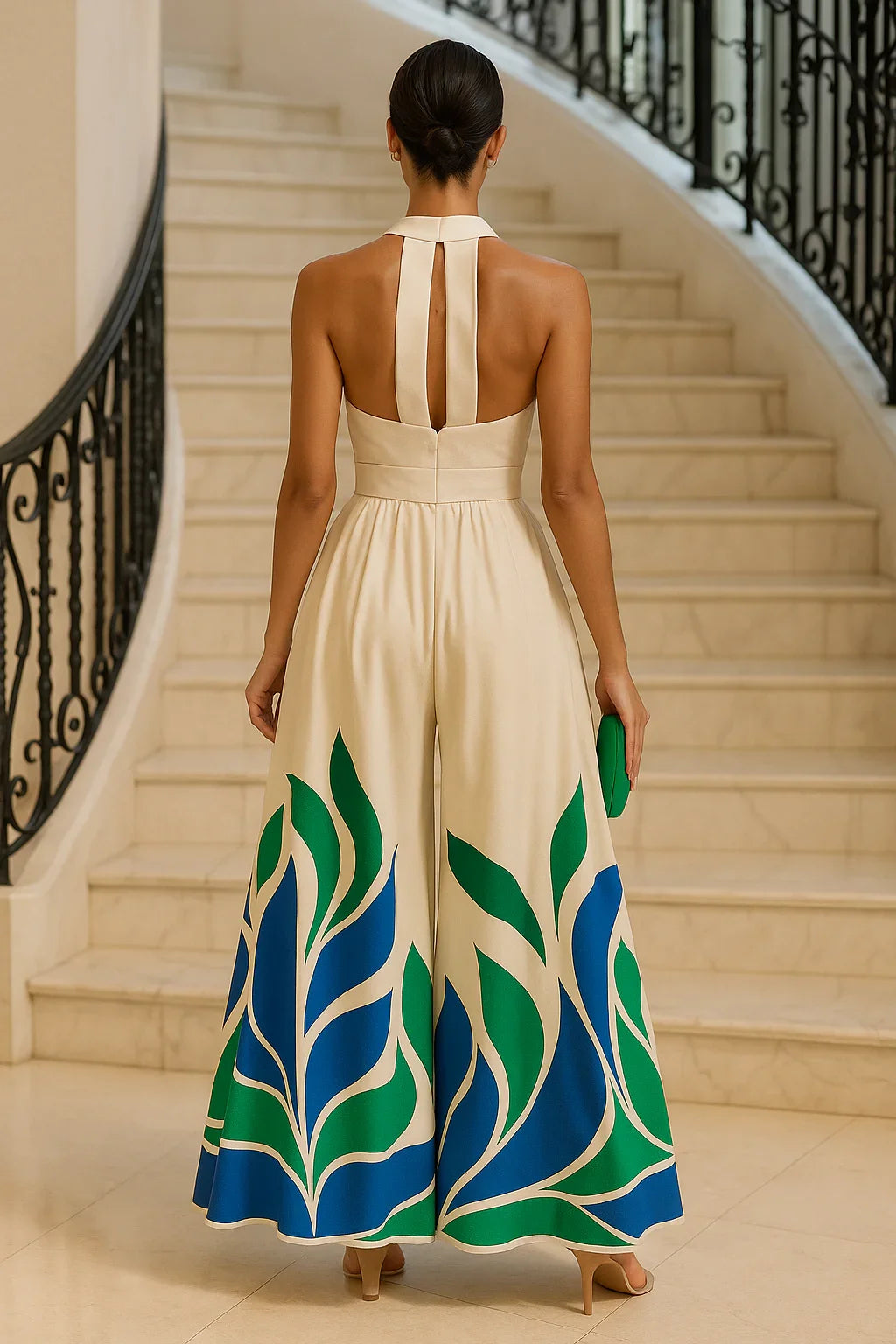 Print Backless Jumpsuit