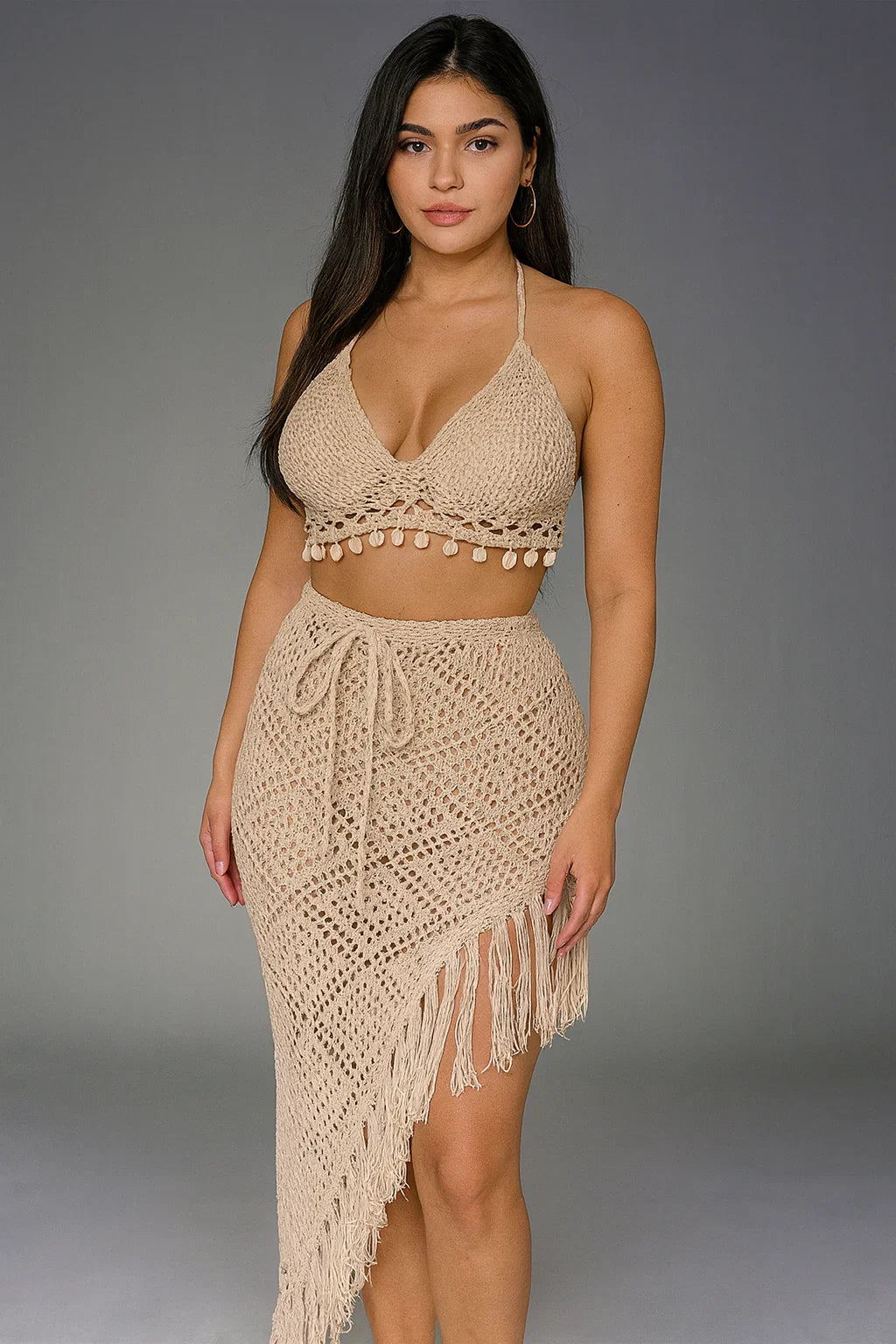 Halter Backless Knit Maxi Set
