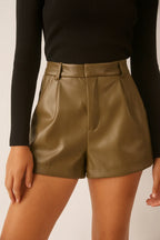 Leather Shorts with Side Pockets