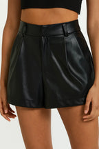 Leather Shorts with Side Pockets