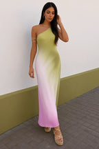 Long Dress Asymmertic Satin Backless