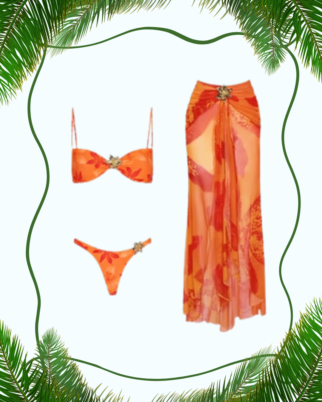 3 Pieces Bikini Orange