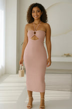 Vestido tubo de punto muy elástico – Cuello halter de verano