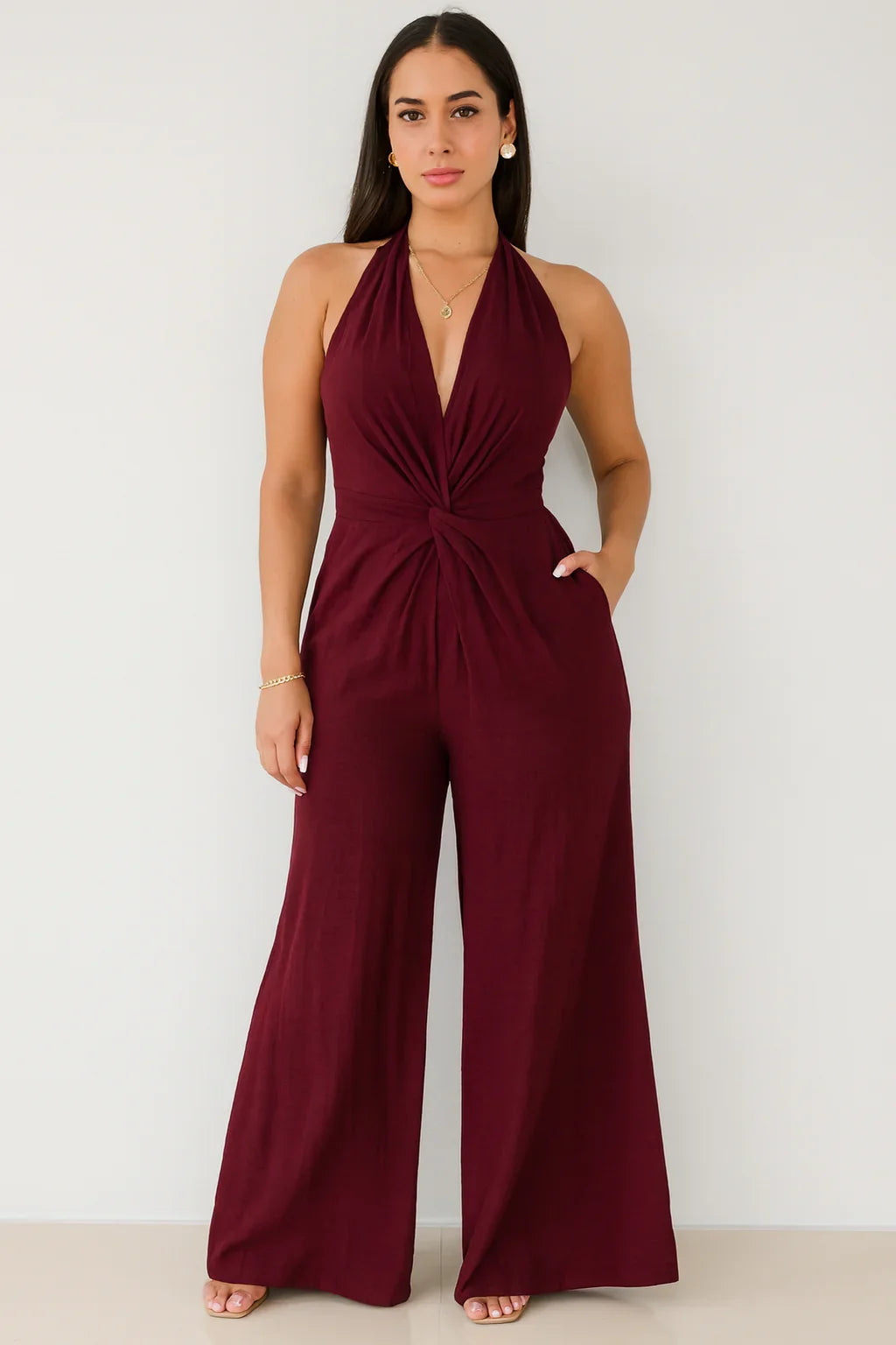 Backless Jumpsuits Women Halter Lace Up