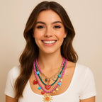 3Pcs/set New Colorful Resin Beaded Charms Necklaces