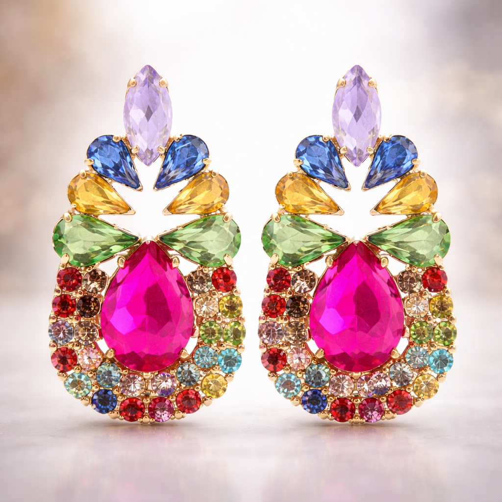 Rhinestone Pineapple Earrings