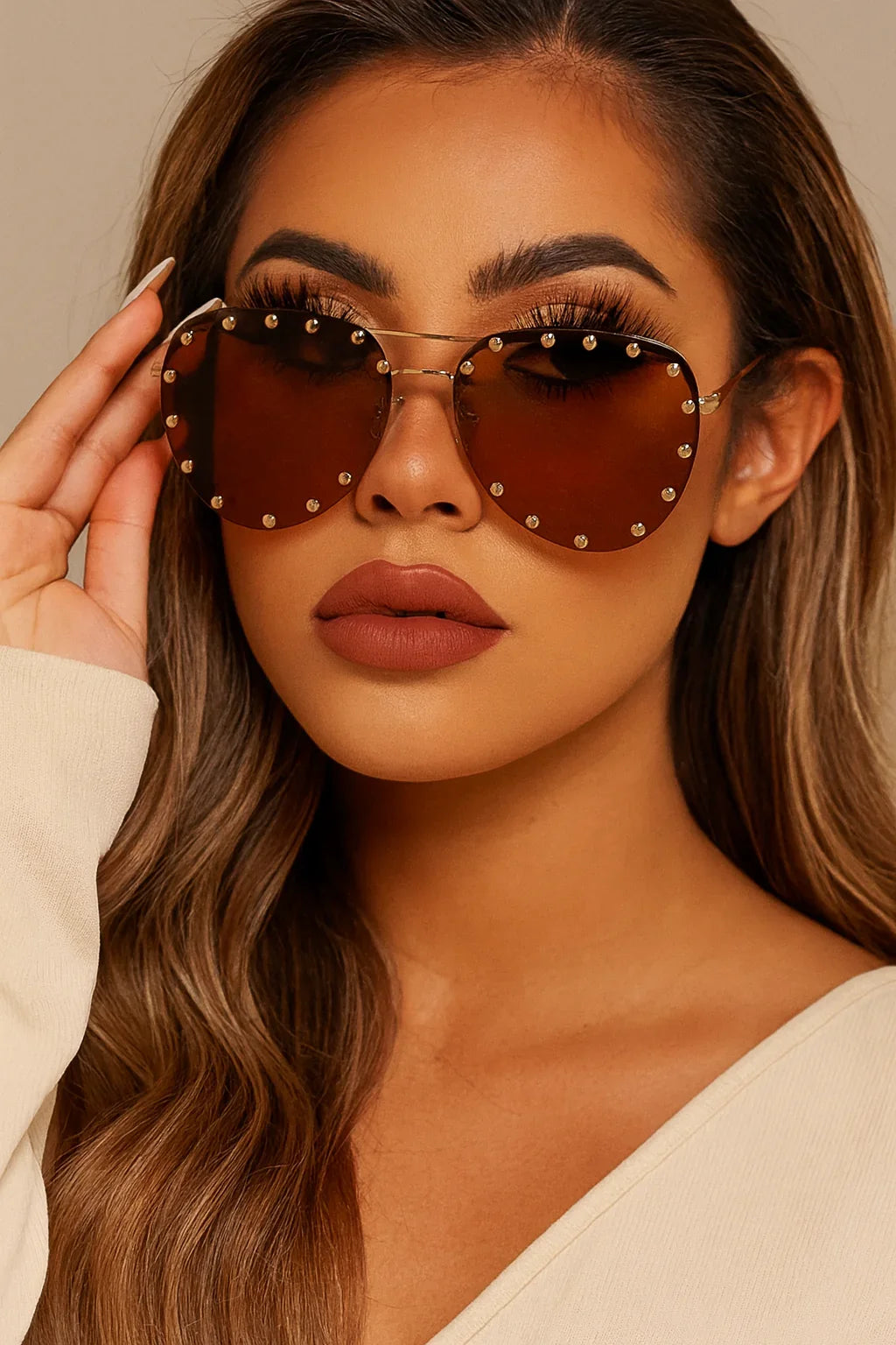 Rimless Pilot Sunglasses