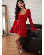 Ruffle Hem Flounce Sleeve Mini Dress