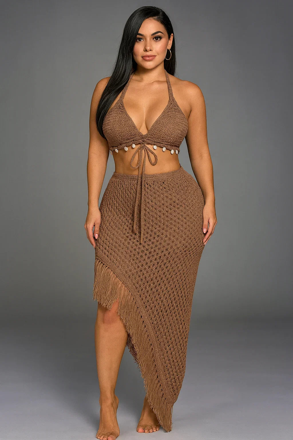 Halter Backless Knit Maxi Set