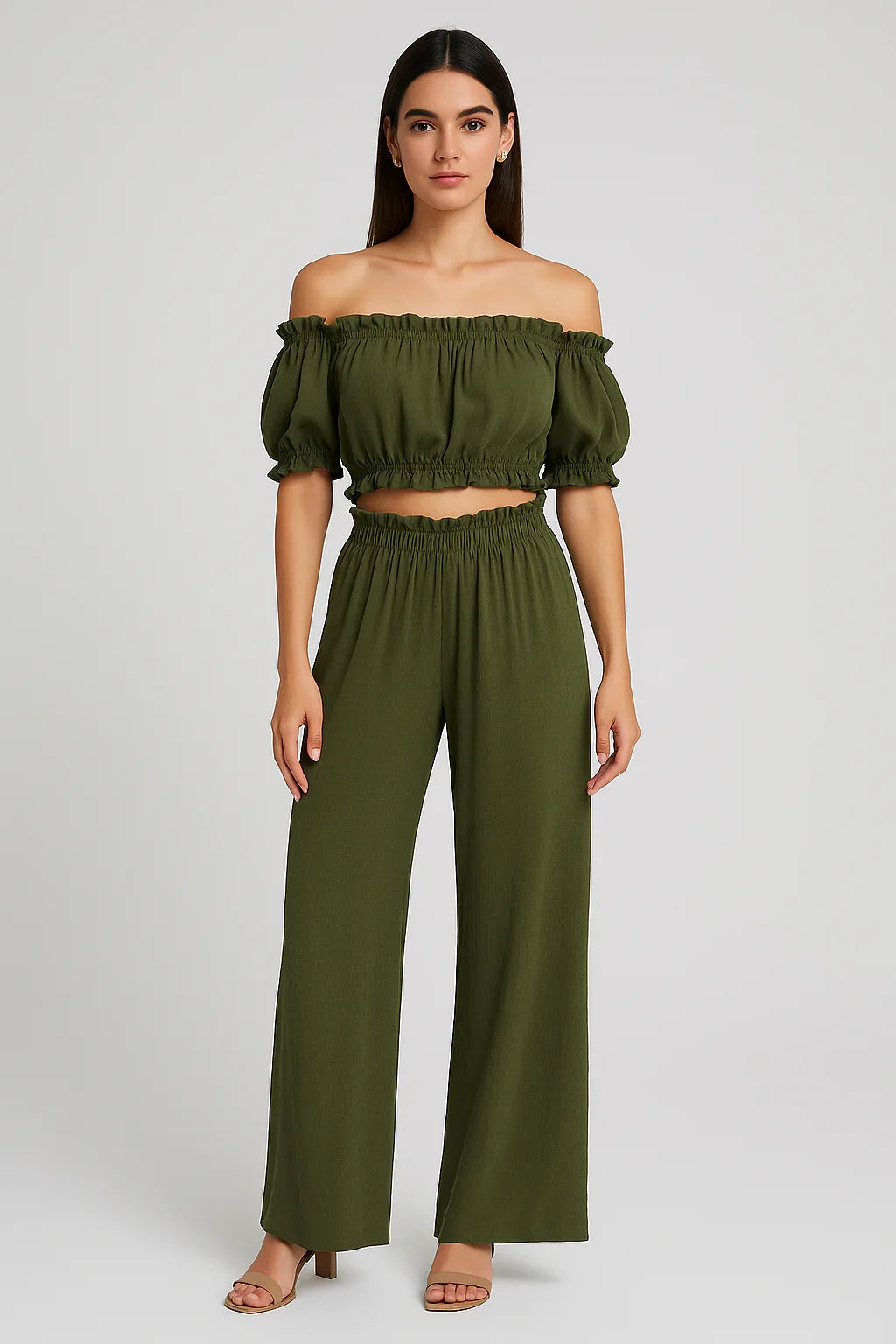 Two Piece Set High Waist Wide Leg Pants