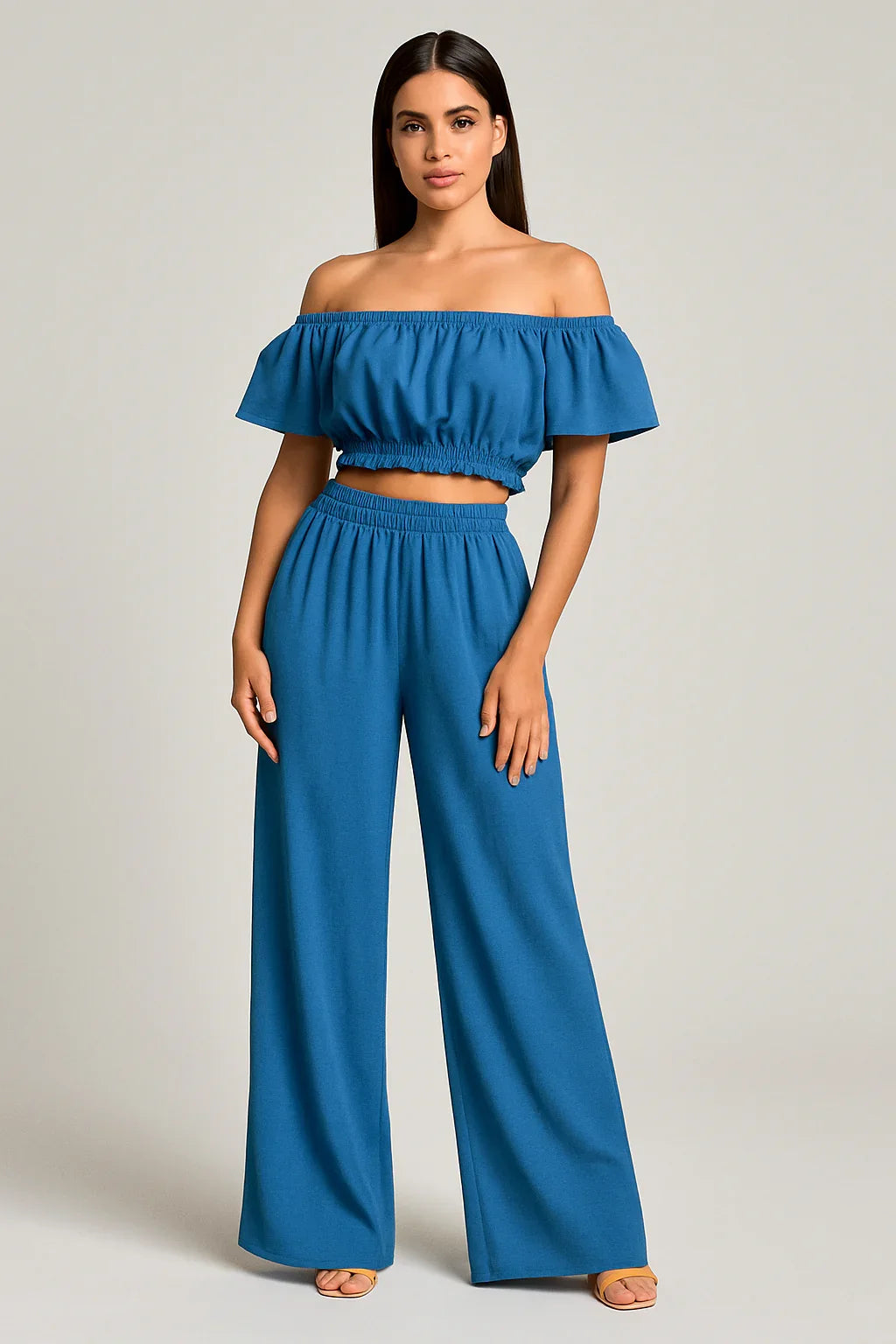 Two Piece Set High Waist Wide Leg Pants