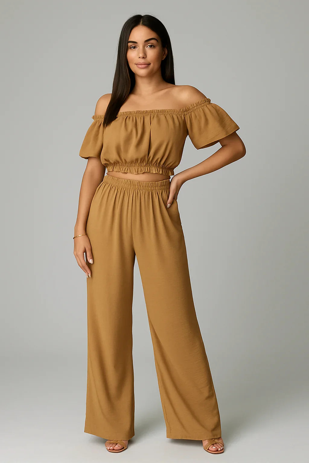 Two Piece Set High Waist Wide Leg Pants