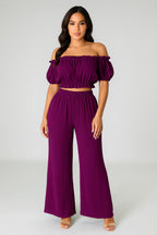 Two Piece Set High Waist Wide Leg Pants