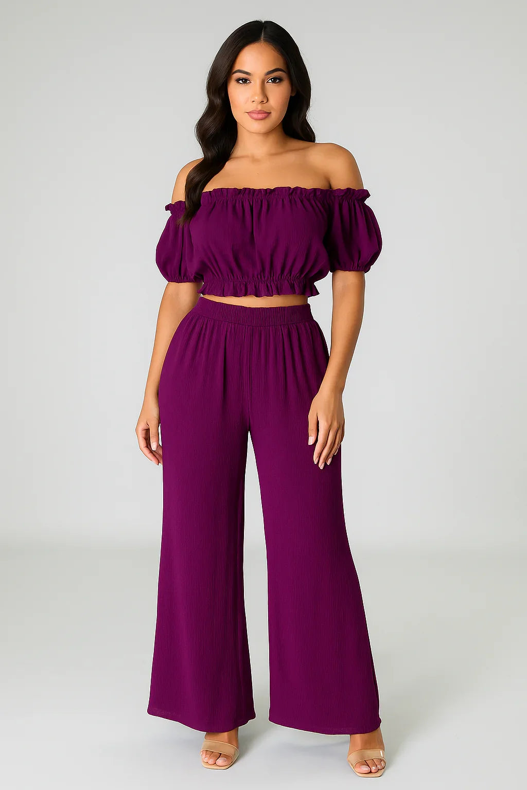 Two Piece Set High Waist Wide Leg Pants