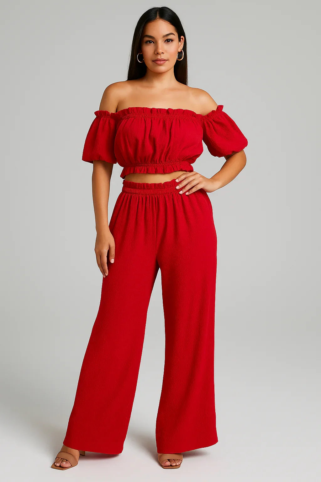 Two Piece Set High Waist Wide Leg Pants