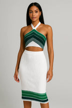 Backless Knit Halter Dress – Casual Summer Sheath Fit