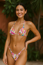 Solid Color Lace-up Swimwear
